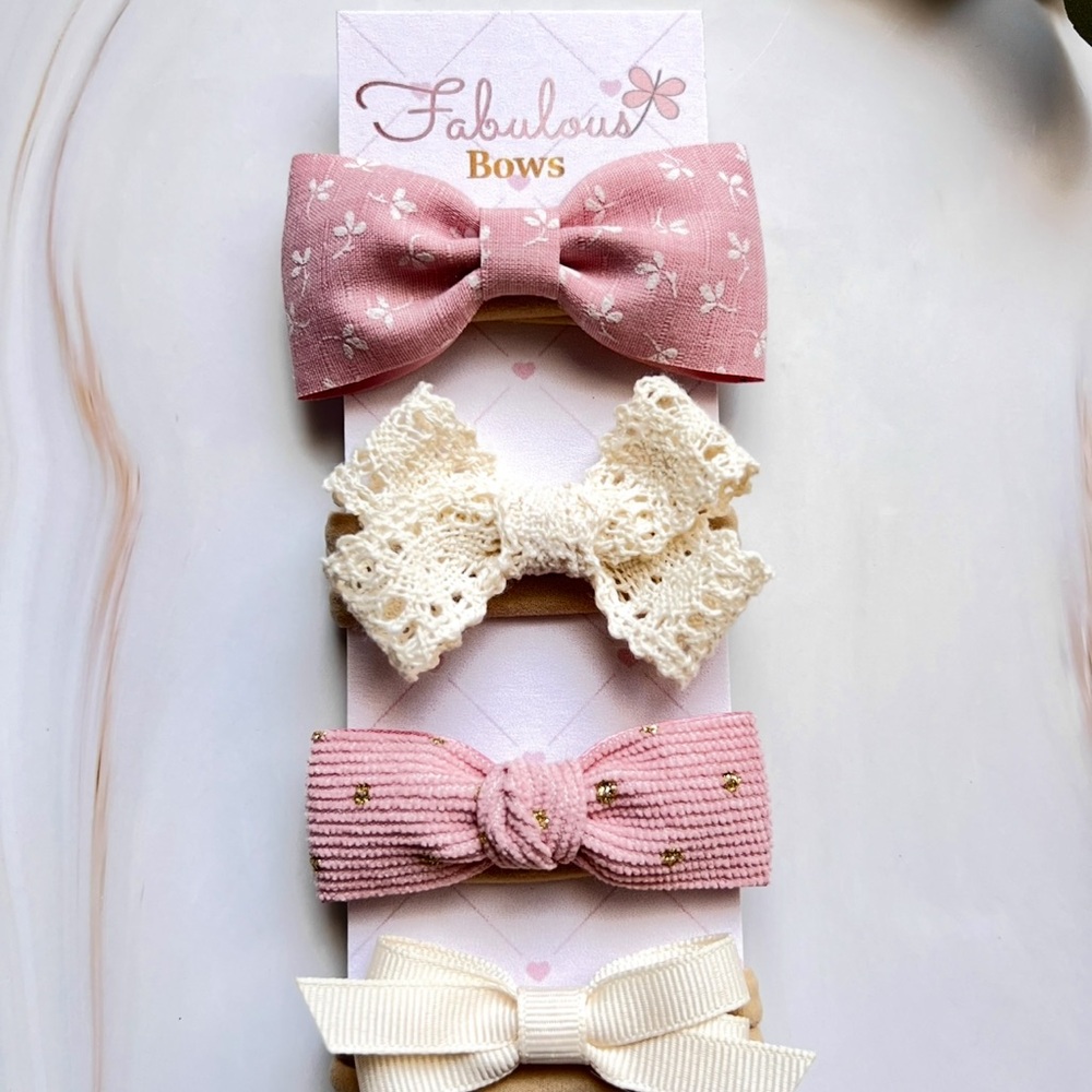 Pink and Cream Hair Accessory Set
